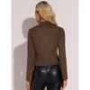 Allegra K Women's Faux Suede Stand Collar Zip Up Long Sleeve Moto Biker Jacket - 4 of 4