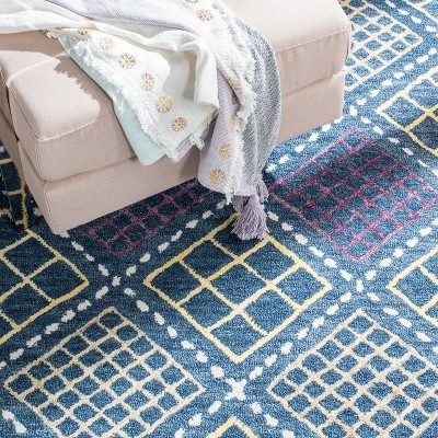 Hand-Tufted Blue Wool Rectangular Area Rug