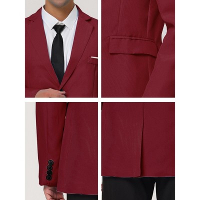 Lars Amadeus Men's Dress Slim Fit Blazer Single Breasted One Button Suit Sports Coat Small Burgundy — фото 6