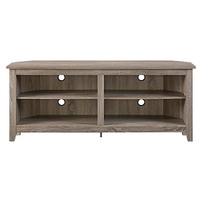Transitional 4 Cubby Wood Open Storage Corner TV Stand for TVs up to 65" - Saracina Home