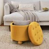 CAVINAS Round Storage Ottoman Bench,Upholstered Ottoman with Solid Wood Oval Legs and Button Design for Living Room,Bedroom - 2 of 4