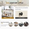 Retro Design Console Table with Two Open Shelves Pine Solid Wood Frame and Legs for Living Room Espresso+Beige - 3 of 4