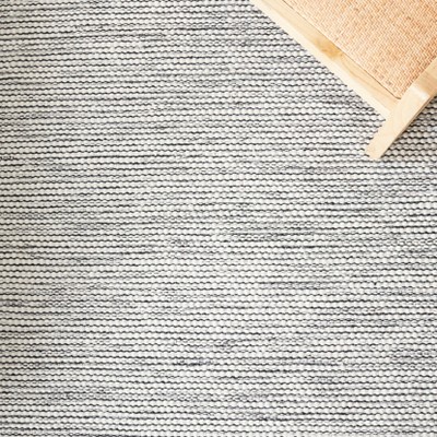 Ivory and Black Square Handwoven Wool Area Rug