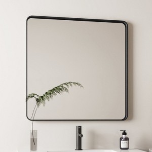 TUYOHW Rectangle Bathroom Mirror,Modern Metal Frame Vanity Mirror,Wall Mirror with Anti-Fog Coating for Bathroom,Living Room,Black - 1 of 4