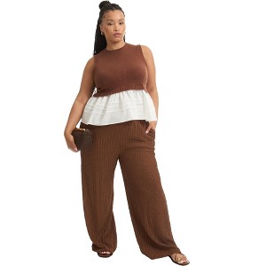 June + Vie by Roaman's Knitted Pull-On Pants - 1 of 4