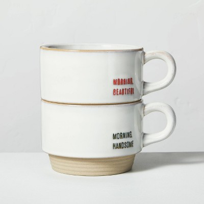 8oz Morning Beautiful & Morning Handsome Stoneware Mug Set - Hearth & Hand™ with Magnolia