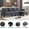 106" Linen Convertible 4-Seater L-Shaped Sectional Sofa with Storage Ottoman - 3 of 4