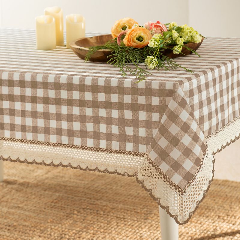 Kate Aurora Country Farmhouse Plaid Buffalo Check Stain & Spill Proof Fabric Tablecloths, 1 of 5