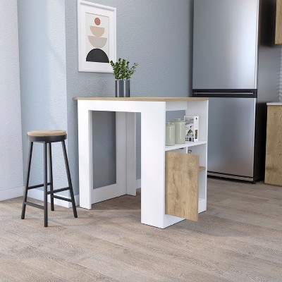 NicBex Mobile Kitchen Island Cart Morden Kitchen Carts with Storage, 1 Cabinet Door and 3 Tier Shelves for Kitchen, White