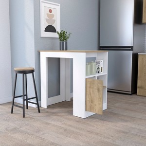 NicBex Mobile Kitchen Island Cart Morden Kitchen Carts with Storage, 1 Cabinet Door and 3 Tier Shelves for Kitchen, White - 1 of 4