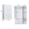 Keloyid White Wood 47.24 in. Armoire with 3 Drawers, 3 Shelves and Hanging Rods - 2 of 4
