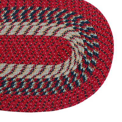 Barn Red Oval Polypropylene Braided Rug Set
