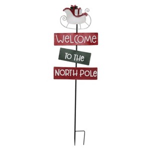Transpac Metal 44.5 in. Multicolored Christmas Elf and North Pole Yardstake - 1 of 2