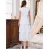 INSPIRE CHIC Women's Lace Wedding Guest Cocktail Evening Ruffle Cap Sleeves Tiered A-Line Maxi Dresses - 4 of 4