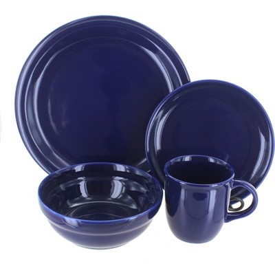 Blue Rose Polish Pottery Cobalt 16 Piece Dinnerware Set