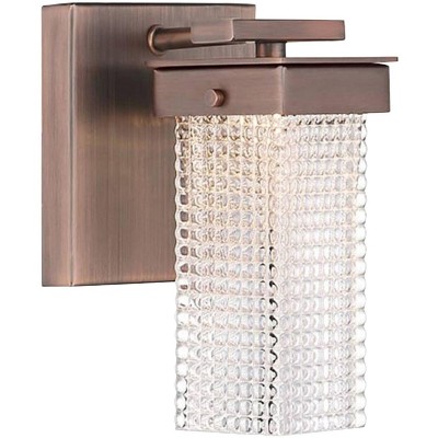 Minka Lavery Industrial Wall Light Sconce Dark Brushed Bronze Hardwired 5" Fixture LED Beaded Glass for Bedroom Bathroom Reading