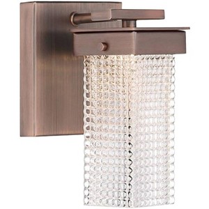Minka Lavery Industrial Wall Light Sconce Dark Brushed Bronze Hardwired 5" Fixture LED Beaded Glass for Bedroom Bathroom Reading - 1 of 2