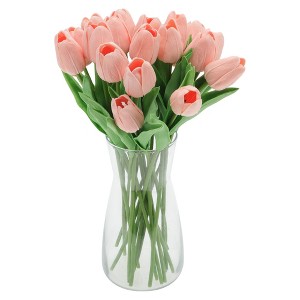 Unique Bargains Christmas 20 Pcs Artificial Flowers Fake Tulips for Wedding Rooms Home Hotel Party Decoration Pink - 1 of 4
