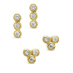 SHINE by Sterling Forever Sterling Silver 2pc Bezel Stud Set - 1 of 3