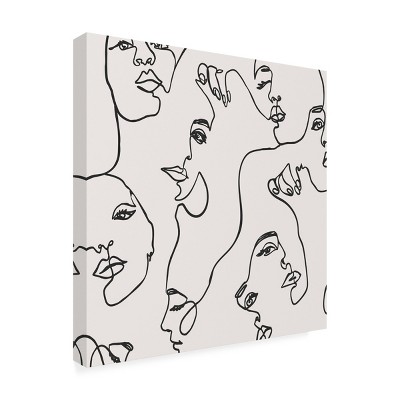 Incado 'Many Faces' 35" x 35" Black and White Canvas Art