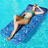 Jasonwell Oversized Pool Float Lounge, 72" X 37" XL Fabric-Covered Contour Lounger for Adults, Ultra-Comfort Cooling Raft, Monstera Blue - 2 of 4