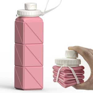 Link Collapsible 20oz Water Bottle Silicone Lightweight Foldable Portable Water Bottle Reusable Leakproof for Travel Camping Hiking Cycling & More - 1 of 4