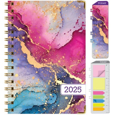 Global Printed Products Hardcover CY 2025 Fashion Planner - 5.5"x8" (Rainbow Gold Marble)