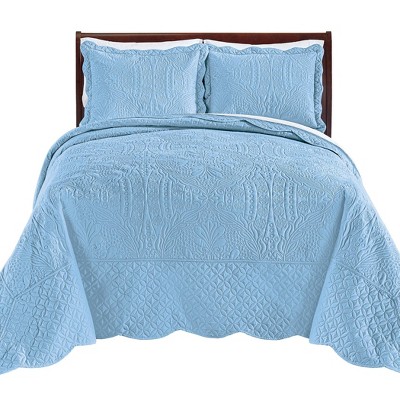Collections Etc Demi Oversized Textured Medallion Design Scalloped Edge Bedspread