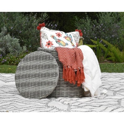 Vallauris Outdoor Storage Side Table - Gray Wicker - Adore Docor