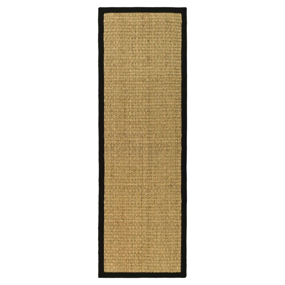 2'6inx16' Runner Natural Fiber Rug Natural/Black - Safavieh