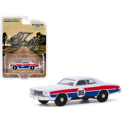 1976 Plymouth Fury #86 White with Red and Blue Stripes "Hazzard County Road Rally" 1/64 Diecast Model Car by Greenlight