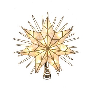 Kurt Adler 14-Inch 10-Light 7-Point LED Gold Glittered Star Tree Topper - 1 of 4