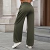 Women's Wide Leg Pants Elastic High Waisted Waffle Knit Casual Palazzo Pants Trousers with Pockets - 3 of 4
