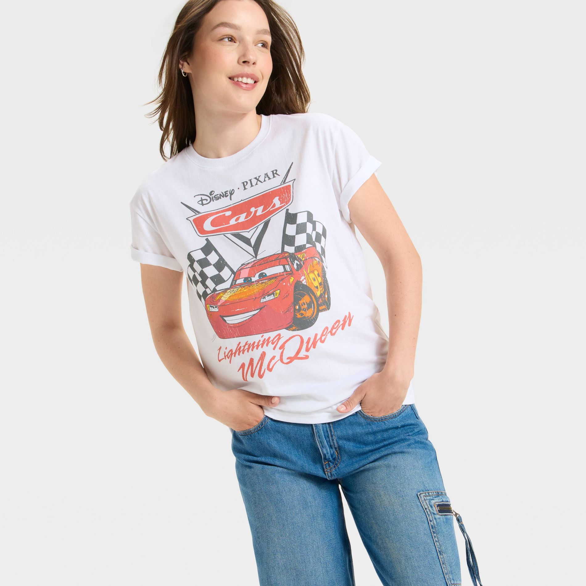 Women's Disney Cars Short Sleeve Graphic T-Shirt - White L