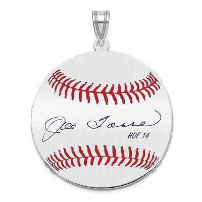 Black Bow Jewelry Sterling Silver Joe Torre Signature LG Enamel Baseball Pendant