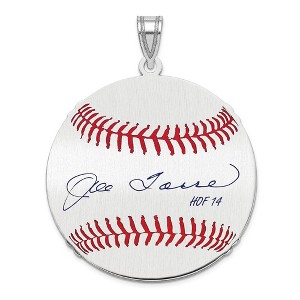 Black Bow Jewelry Sterling Silver Joe Torre Signature LG Enamel Baseball Pendant - 1 of 4