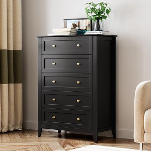5 Drawer Dresser for Bedroom, Wood Dresser with Deep Space & Metal Knobs - 1 of 4
