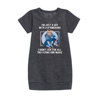 - Avatar: The Last Airbender - Boomerang Guy Graphic Short Sleeve Fleece Dress