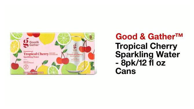 Tropical Cherry Sparkling Water - 8pk/12 fl oz Cans - Good & Gather&#8482;, 2 of 10, play video