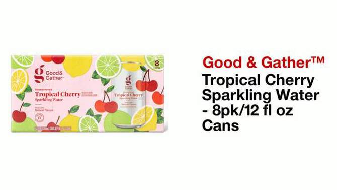 Tropical Cherry Sparkling Water - 8pk/12 fl oz Cans - Good & Gather&#8482;, 2 of 10, play video