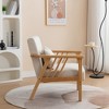 SEYNAR Mid Century Boucle Uplostered Soild Wood Accent Armchair with Pillow - 3 of 4