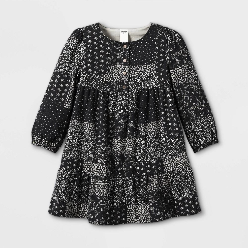 OshKosh B'gosh Toddler Girls' Paisley Long Sleeve Dress - Gray 4T