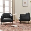 KINWELL 33" Wide Faux Vegan Leather Upholstery Barrel Chair with Metal Legs, Set of 2 - 4 of 4
