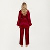 Anna-Kaci Lounge Women's 2-Piece Set Satin Wrap Long Sleeve Belted Top and Wide Leg Pants - 4 of 4