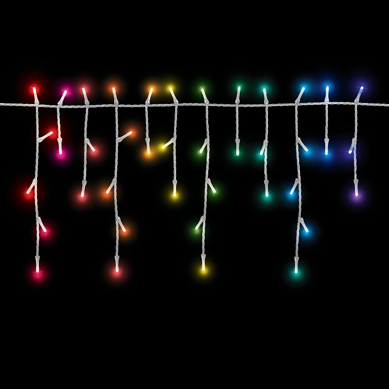Home Heritage 7' Icicle Style Holiday Lights, App Controlled, 50 RGB LEDs 6 Pack, 5 of 7