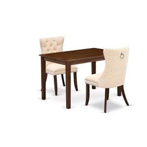 East West Furniture, 5 Piece Dining Table Set Consists of a Rectangle Kitchen Table and 4 Upholstered Parson Chairs, Antique Walnut - 1 of 4