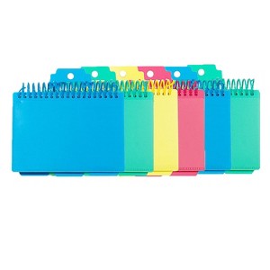 C-Line 3" x 5" Spiral Bound Index Card Notebook with Index Tabs Lined Assorted Colors 6/Pack - 1 of 3