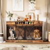 63'' Extra Large Double Dog Crate with Removable Divider, Heavy Duty Dog Kennel Furniture with 2 Drawers, Indoor Pet Cage TV Stand for 2 Pets, Brown - 2 of 4