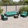 vidaXL 9 Piece Patio Sofa Set with Cushions - Black and Blue - 2 of 4