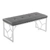 TiramisuBest Contemporary Bench in Silver Metal and Camel Faux Leather, 18.0"L Entryway Bench - 2 of 4
